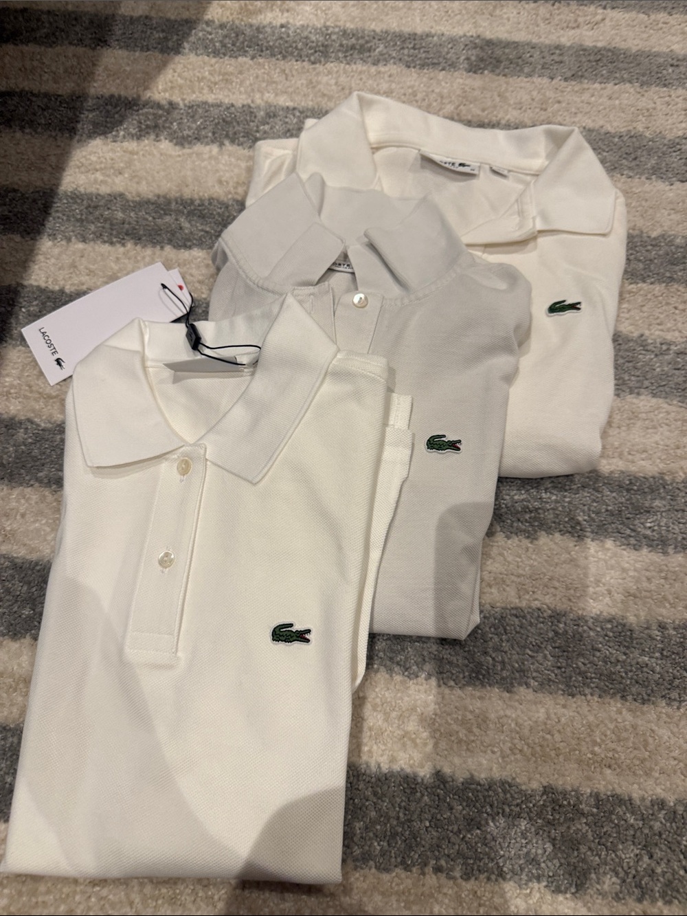 Lacoste White Polo Trio with Green Croc Logos